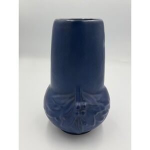 Vintage McCoy Stovepipe 8" Leaves and Berries Vase Matte Blue Cobalt Unmarked